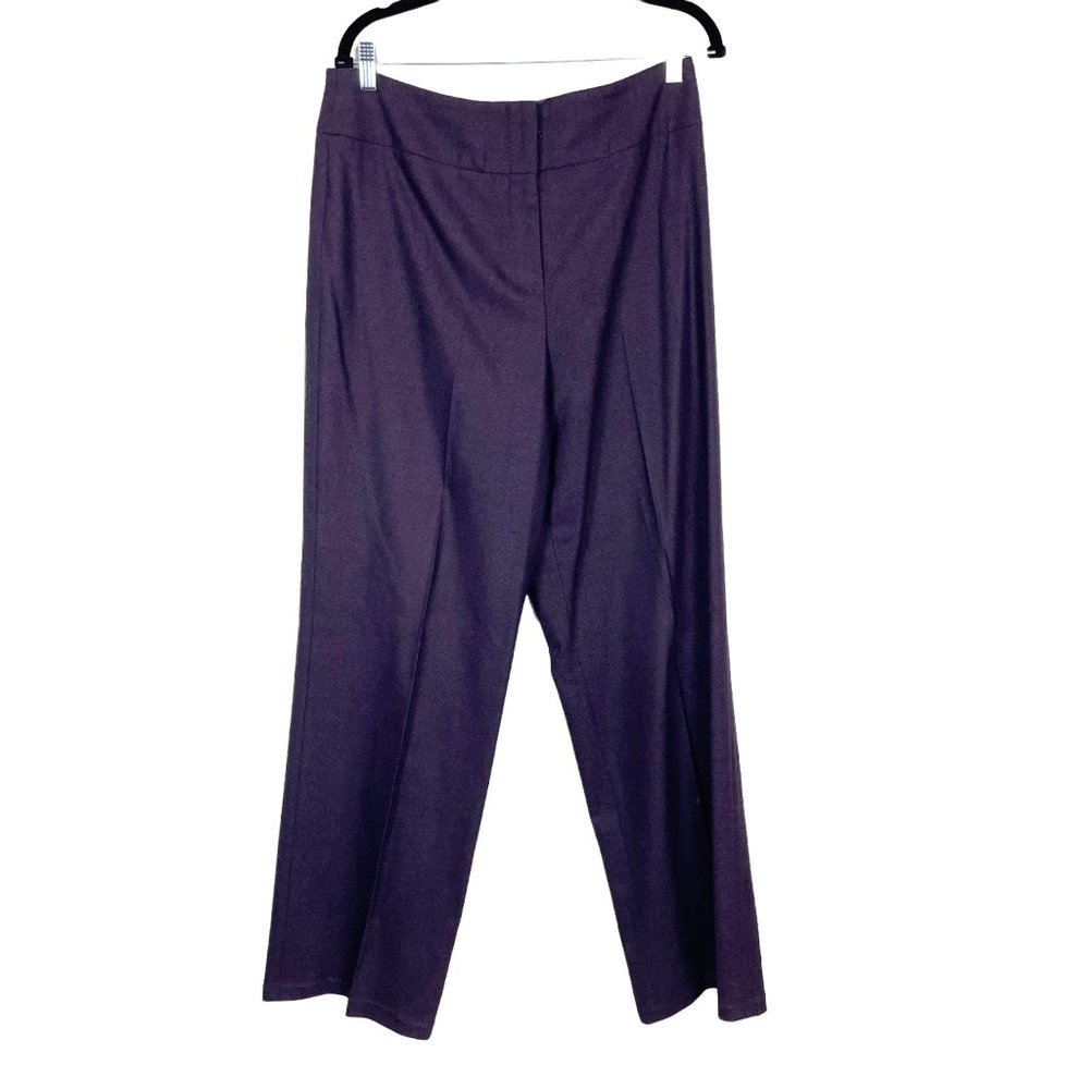 Maria Pinto Woman's 12 Eggplant Purple High Waisted Straight‎ Leg Trouser Pants